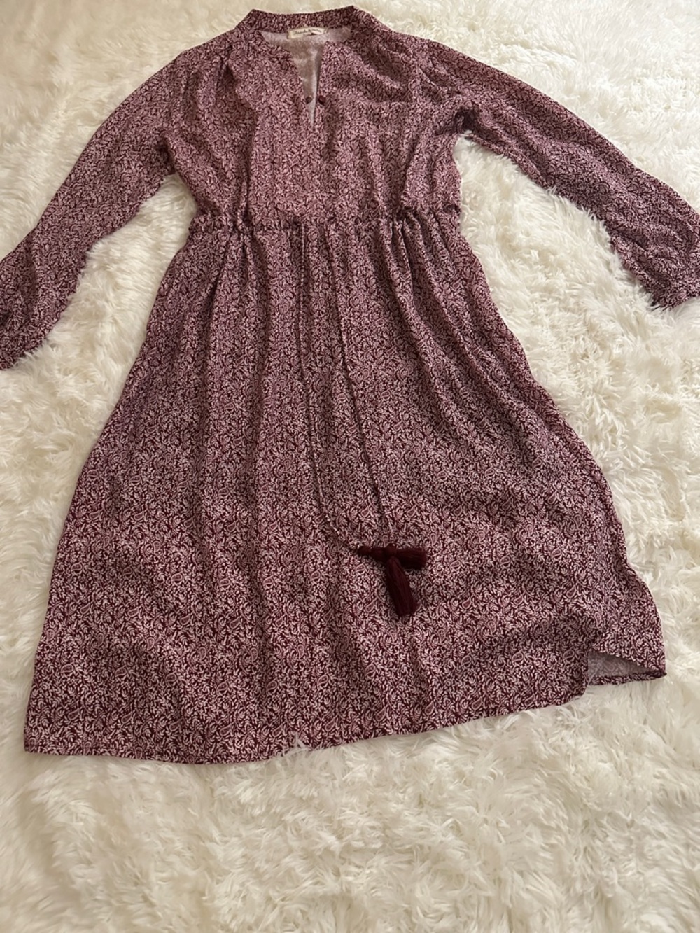 Women's Long Sleeve Floral Midi Dress - Mauve Pink - Picture 5 of 8